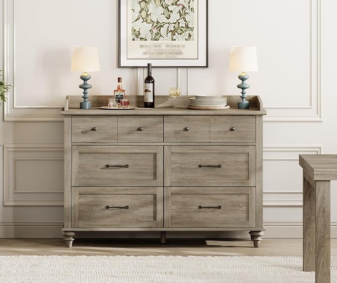 WAMPAT 6 Drawers Dresser for Bedroom, Farmhouse Wooden Chest of Drawers Baby - Image 3