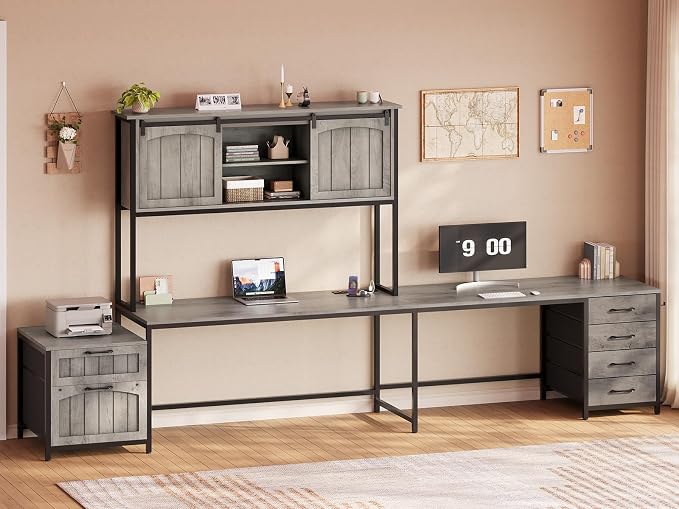SEDETA Farmhouse L Shaped Office Desk - Image 8
