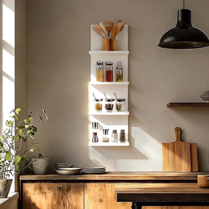 Homaterial 4 Tiers Floating Shelves, Modern Wall Mounted Shelf Storage Shelves - Image 4
