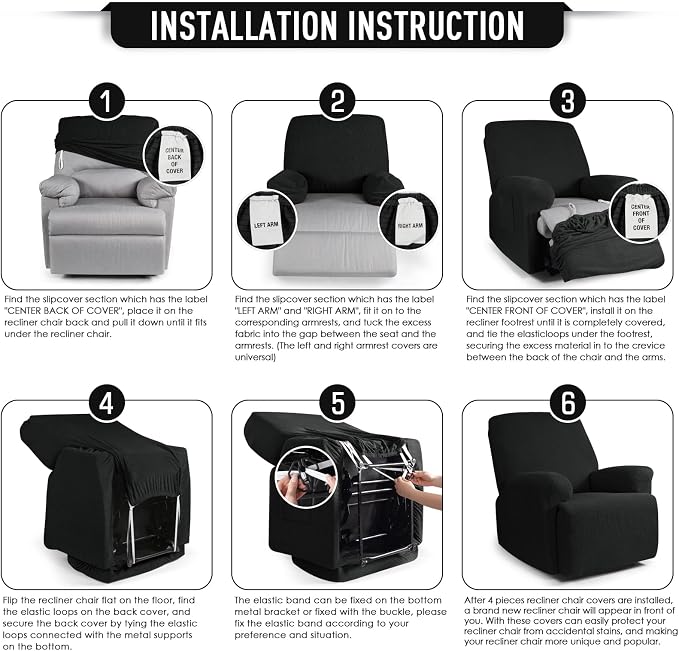 TAOCOCO Oversized Recliner Chair Covers, 1 Seater Streach Recliner Covers Soft - Image 6