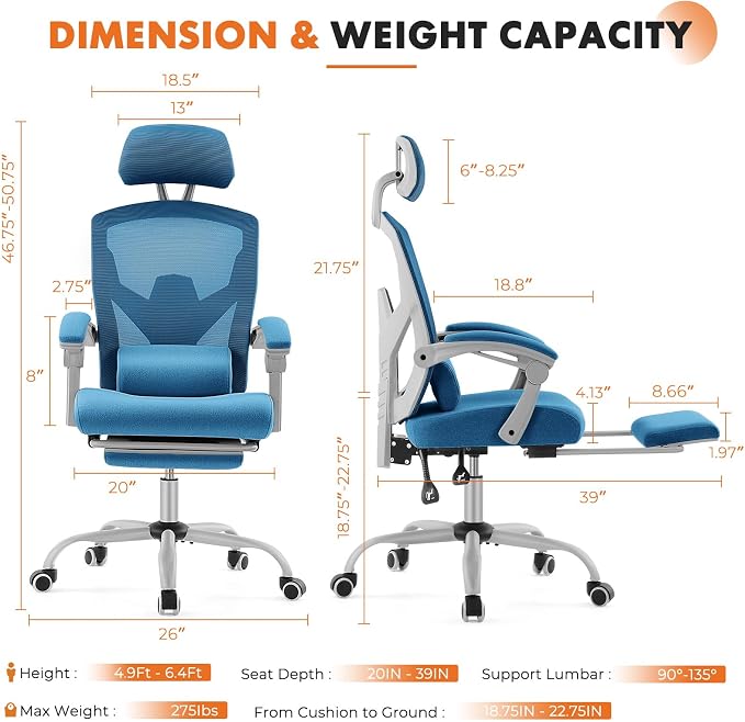 Sweetcrispy Office Computer Desk Chair Set of 2, Ergonomic High-Back Mesh - Image 3