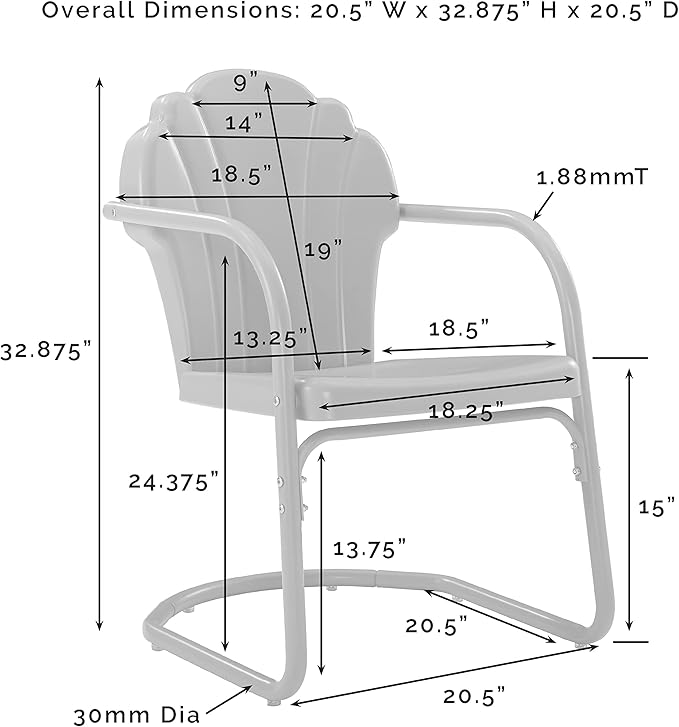 Crosley Furniture Tulip 2-Piece Outdoor Chair Set, Retro Metal Patio Chairs - Image 3