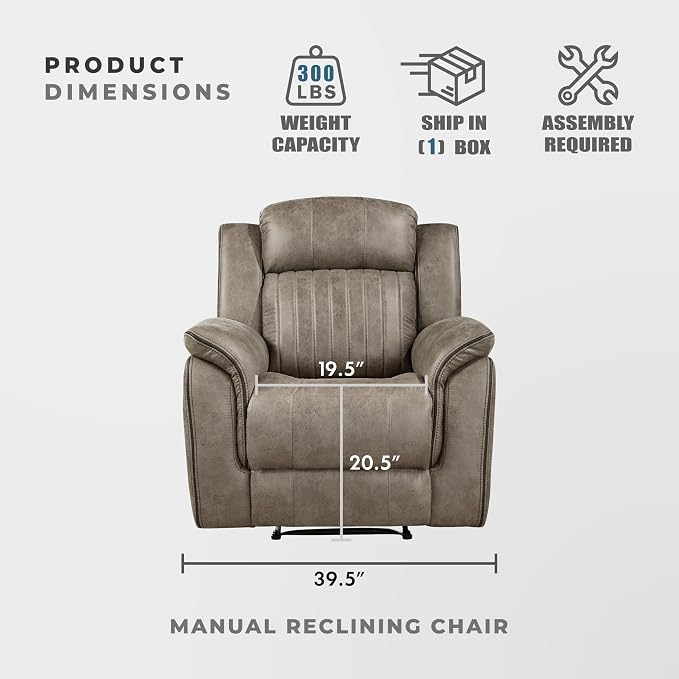 Lexicon Recliner Chair, Home Theater Seating, Manual Polished Microfiber - Image 4