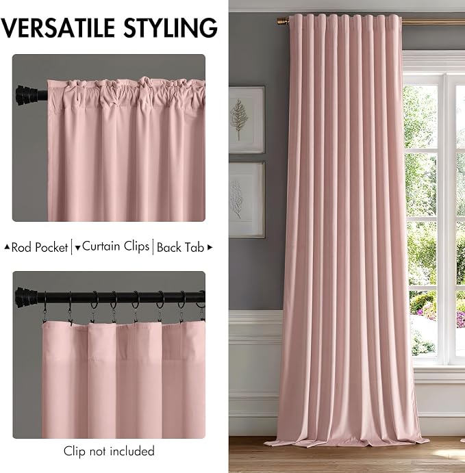 MIULEE Baby Pink Velvet Curtains 108 inches - Image 2