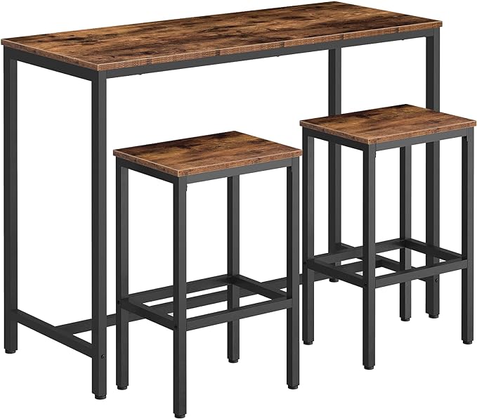 HOOBRO Bar Table and Chairs Set, 47.2” Rectangular Pub Table by HOOBRO