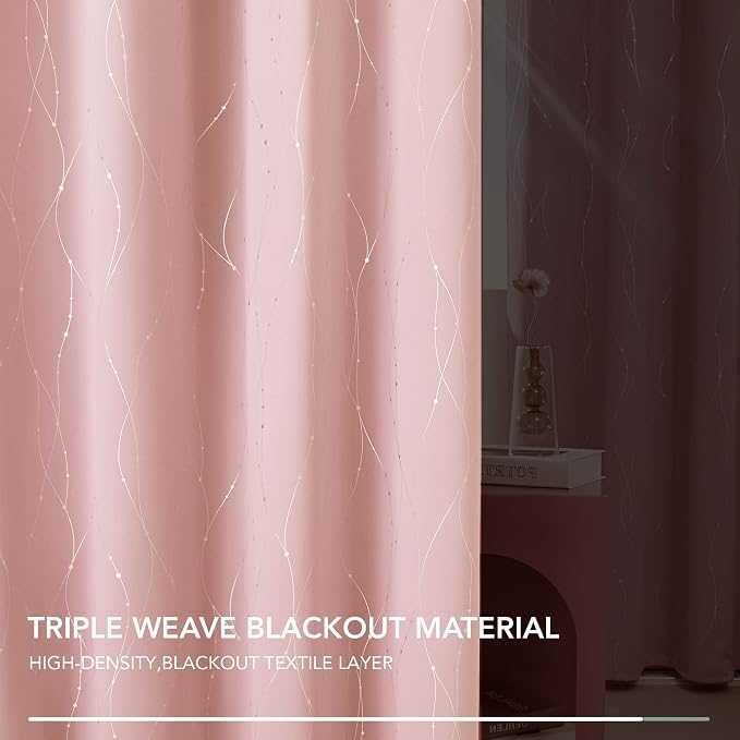 Deconovo Pink Curtains, Thermal Insulated Soundproof Curtain, 52 x 72 Inch Long - Image 5