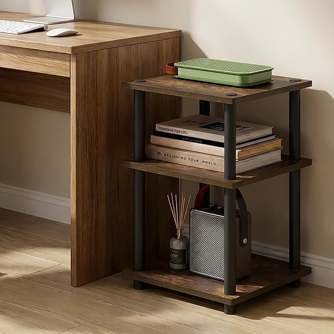 Furinno Turn-N-Tube Side Table, 3-Tier Square Modern End Table, Toolless Open - Image 4