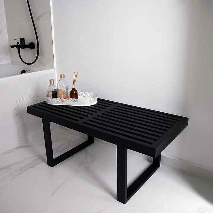 Bamboo Nelson Slat Wooden Bench, Small Wood Benches - Image 5