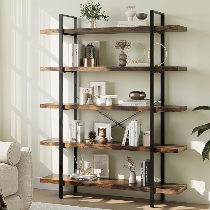 OtterOasis Heavy Duty 5-Tier Industrial Bookcase, 120lbs Shelf Capacity by OtterOasis