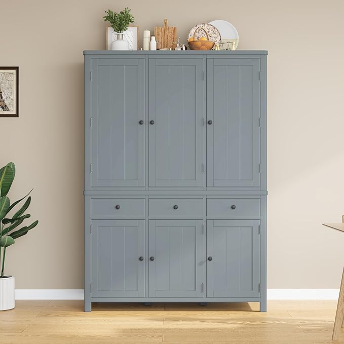 74.8''H High Freestanding Kitchen Pantry, Wooden Kitchen Organizers Cupboard - Image 4
