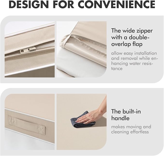 MIULEE Beige Outdoor Seat Cushion 22x24 Inch Waterproof & 3 Year Fade Resistant - Image 7