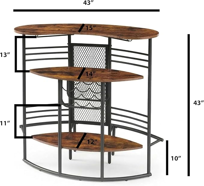 AC Pacific 43-Inch Industrial Home Bar Unit - Image 2