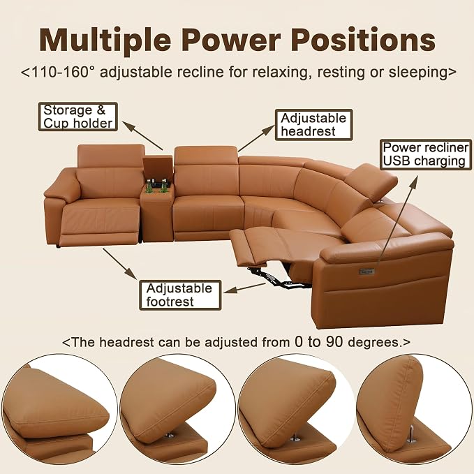 Power Recliner Sofa Set, Reclining Sectional Sofa Couch - Image 3