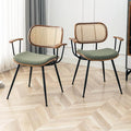 Rattan Dining Room Chairs Set of 2, Mid Century Modern Kitchen Side Chairs by YOUUGIOR