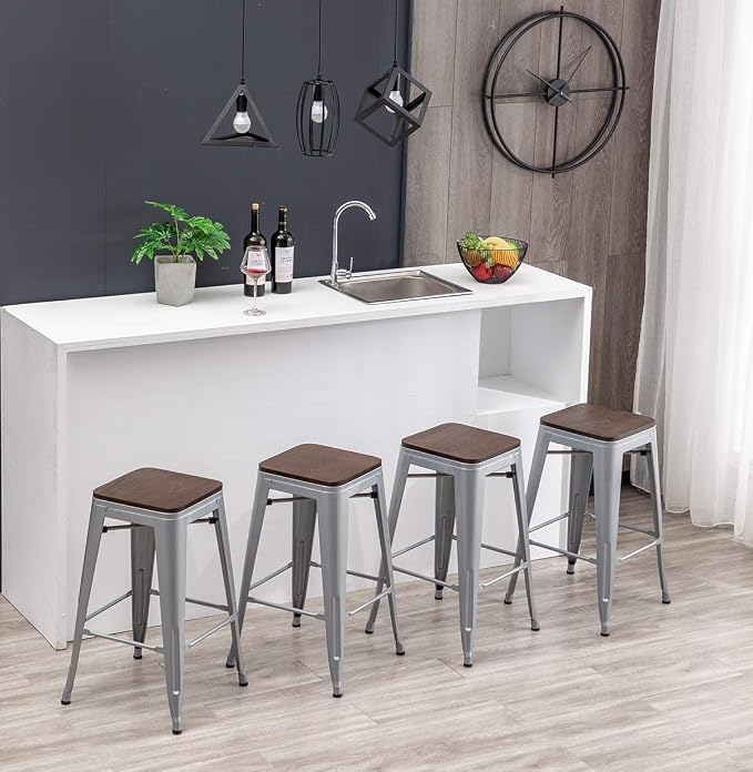 HAOBO Home 26" Backless Metal Counter Stool Height Bar Stools, Barstools - Image 6