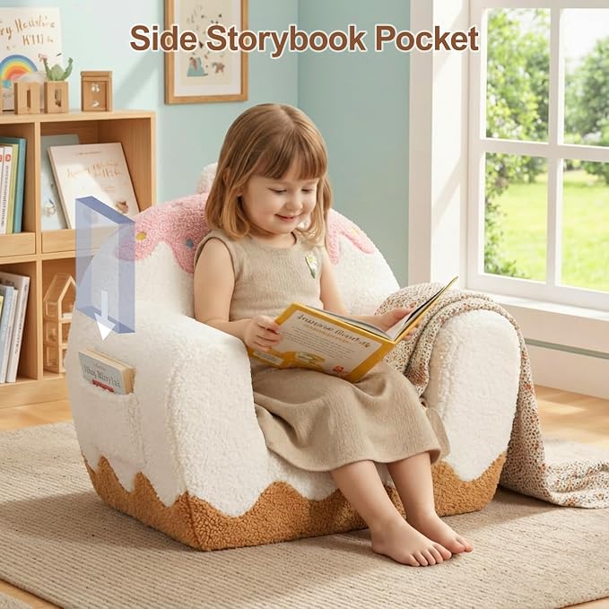 OUOZZZ Toddler Chair for Ages 1–6, Soft Sherpa Kids Sofa - Image 6
