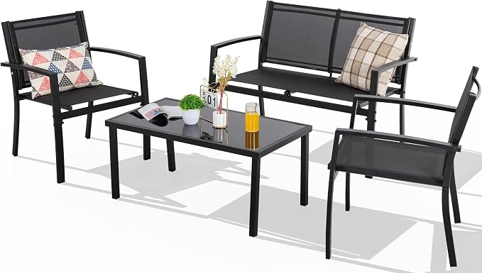 Shintenchi 4 Pieces Patio Furniture Set All Weather Textile Fabric Outdoor - Image 9