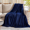 Fleece Plush Throw Blanket Navy Blue, Super Soft Fuzzy Cozy Flannel Blanket by JIAHANNHA