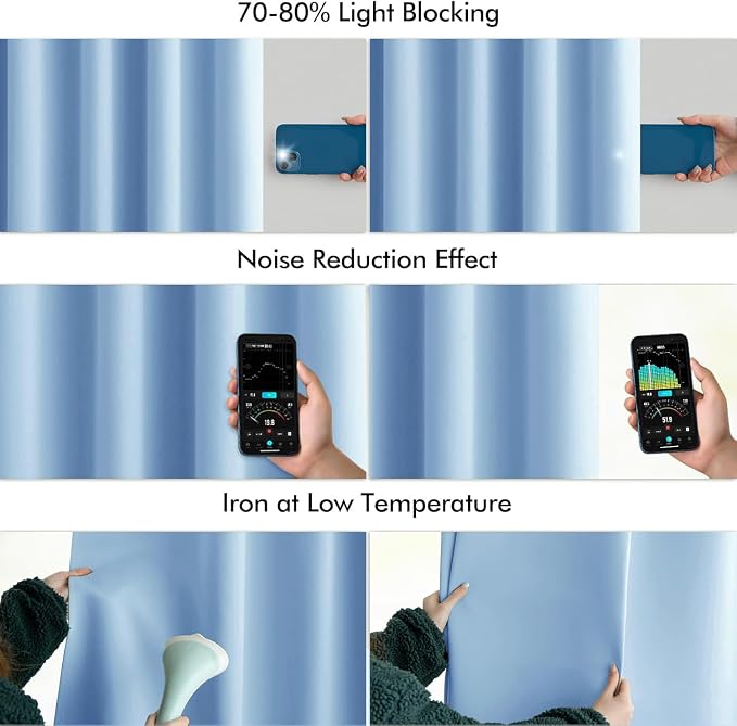 MIULEE Sky Blue Back Tab Blackout Curtains 84 Inch Length 2 Panels Set - Image 5