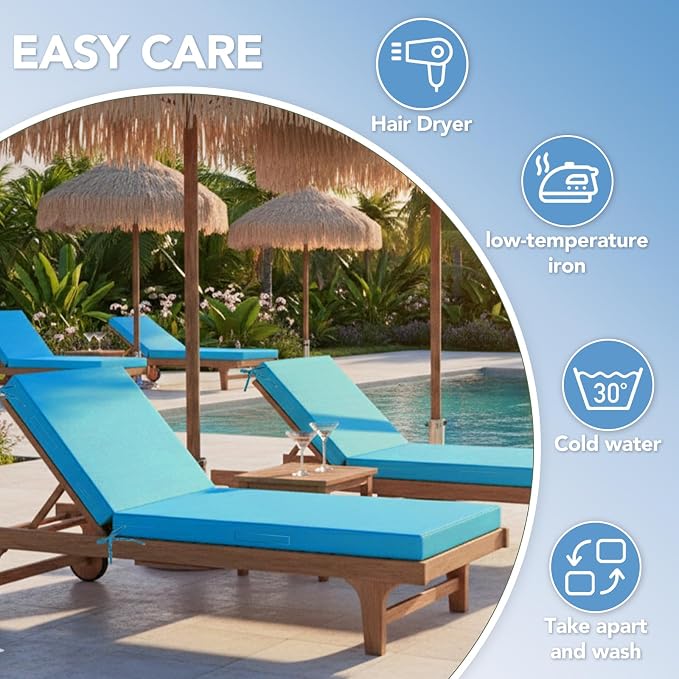 L'AGRATY Outdoor Lounge Chaise Cushion: 72x21x3 Inch Waterproof Lounge Chair - Image 7