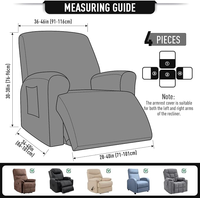 TAOCOCO Oversized Recliner Chair Covers, 1 Seater Streach Recliner Covers Soft - Image 4