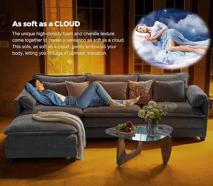 ELUCHANG Oversized 113" Modular Sectional Sofa, Comfy Deep Seat Cloud Couch - Image 7