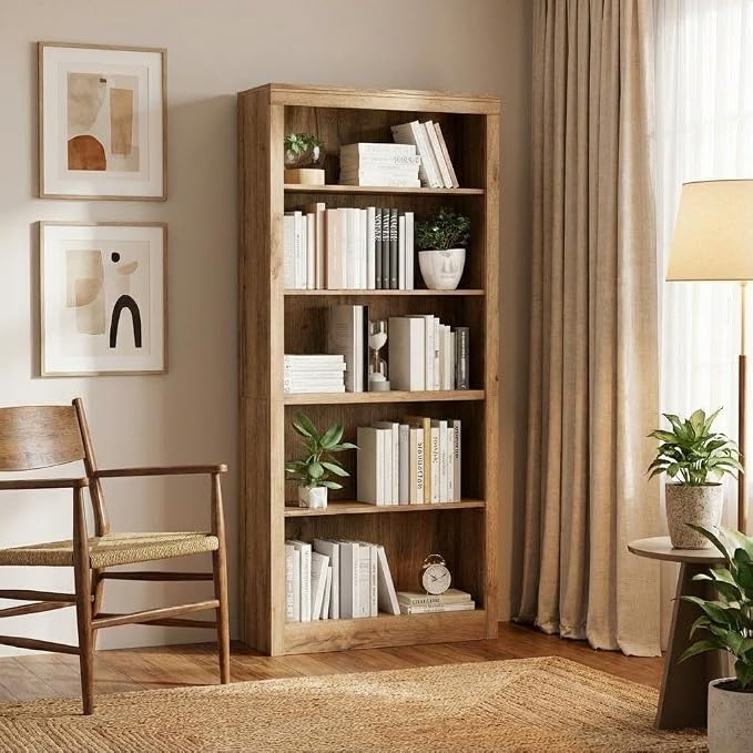 GarveeHome 71 in Tall Bookcase, Wooden Bookshelf - Image 3