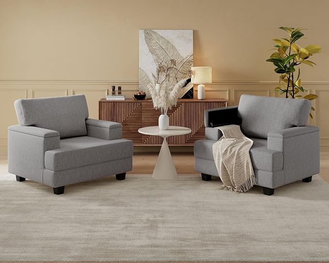 Rexulqo Oversized Accent Chair Set of 2, Upholstered Armchair by REXULQO