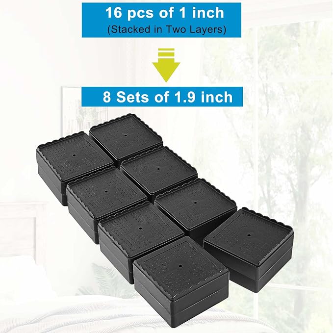 Bed Risers 1 inch, 2 inch, 3 inch, 4 inch Heavy Duty, Adjustable Furniture Riser - Image 3