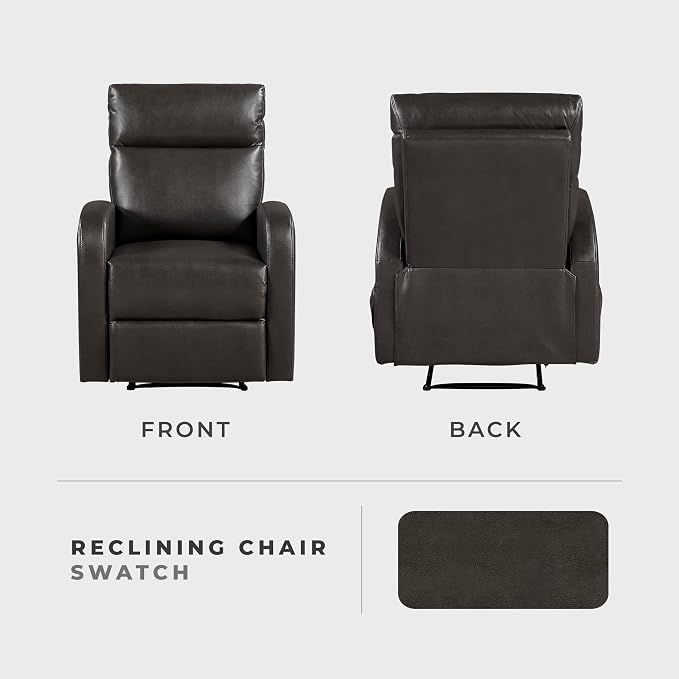 Lexicon Manual Recliner Chair, Faux Leather Reclining Chair, Wall Hugger - Image 6