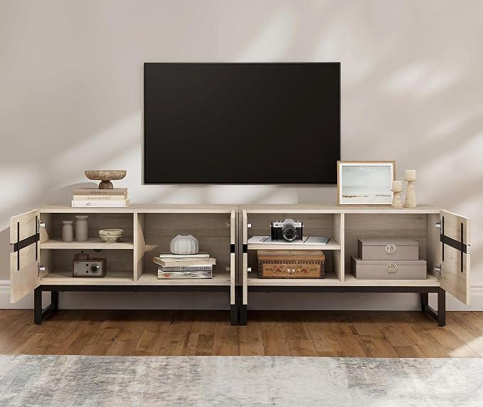 WAMPAT Modern TV Stand for 50-75 Inch TVs, Wood Entertainment Center - Image 3