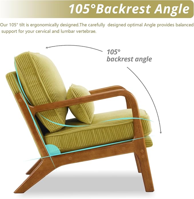 Karl home Mid-Century Modern Accent Chair, Living Room Chairs - Image 5