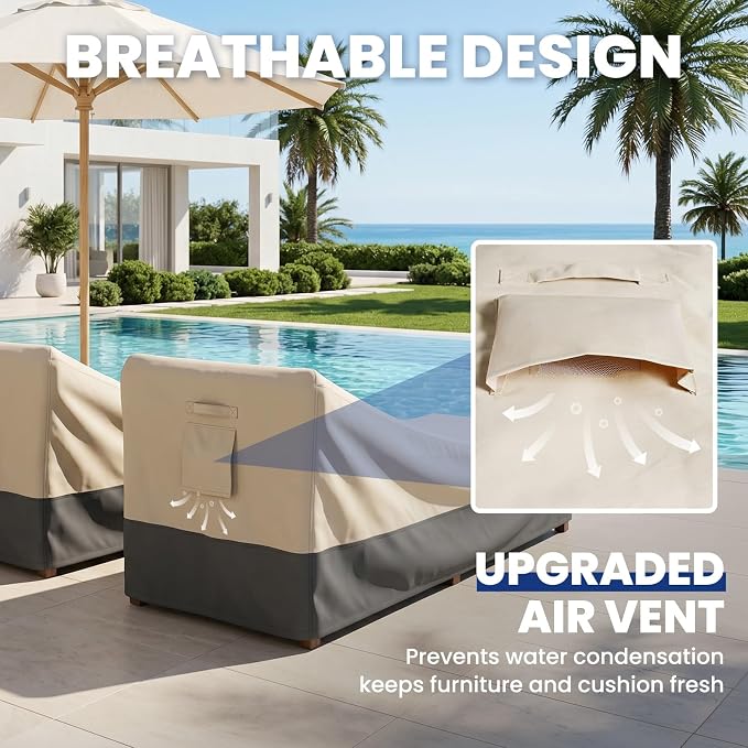 Extra Heavy Duty Patio Chaise Lounge Cover Waterproof 2 Pack - Image 6