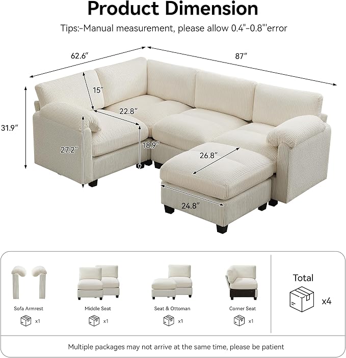 87'' U-Shaped Sectional Sofa - Image 2
