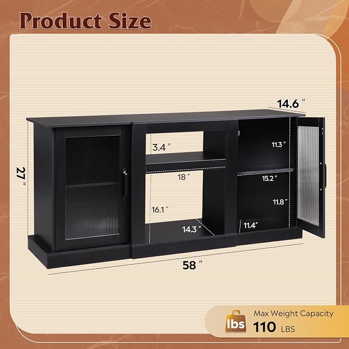 WLIVE Farmhouse TV Stand for 65 inch TV, Open Shelves TV Console for Living - Image 3