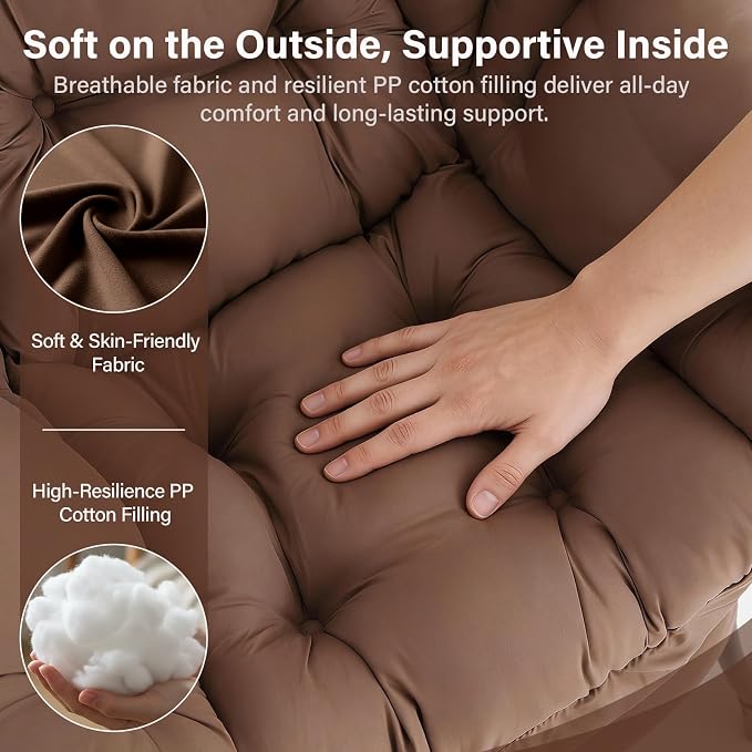 MBOOYOME Lazy Chair with Folding Ottoman, Modern Accent Armchair with Armrests - Image 6