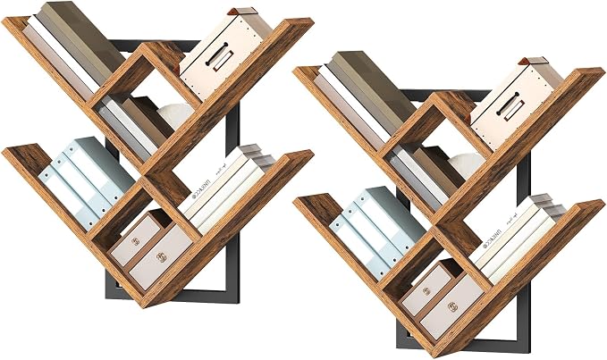 HOOBRO Floating Shelves for Wall, 2-Tier Wooden Tree Bookshelf, Hanging Shelves - Image 9