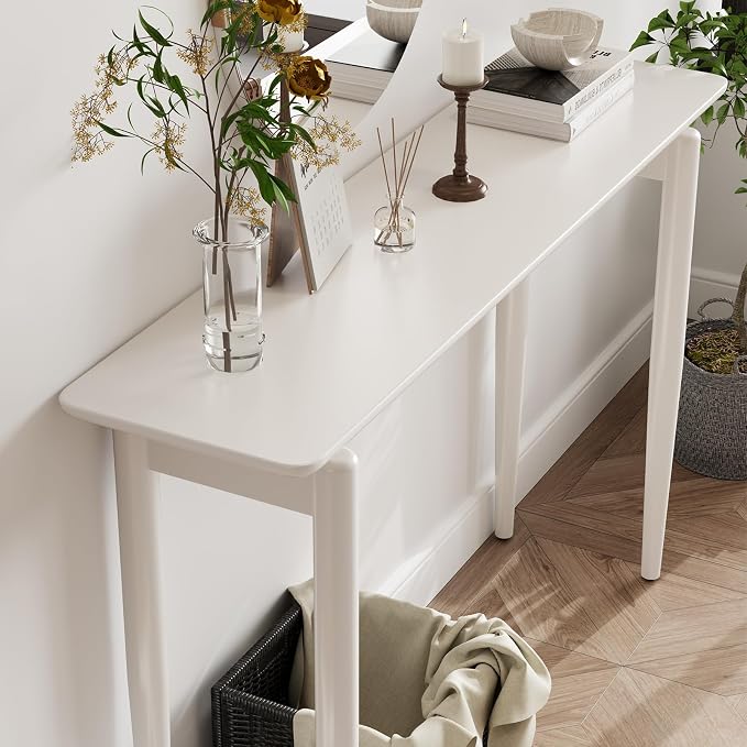 AQIMUELE Wood Console Table White Entryway Table, Thin Console Table, Sofa - Image 6
