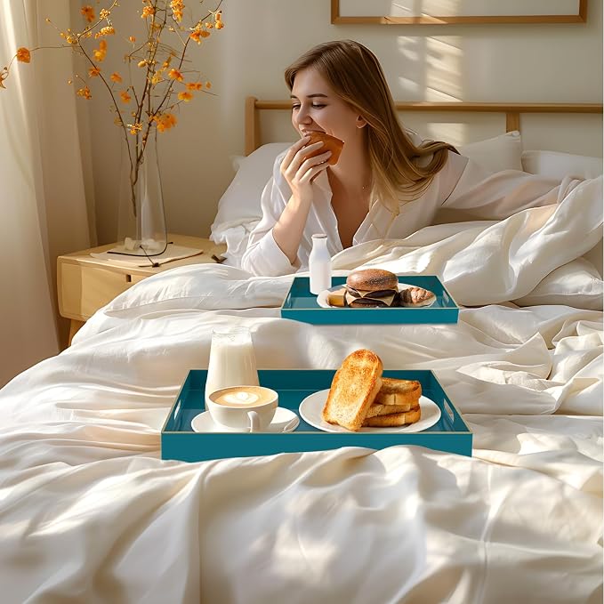 MAONAME Green Serving Tray Set of 2, Plastic Decorative Tray - Image 6