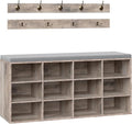 HOOBRO Shoe Storage Bench with Cushion, 39.4" L Entryway Bench with 12 Cubbies by HOOBRO