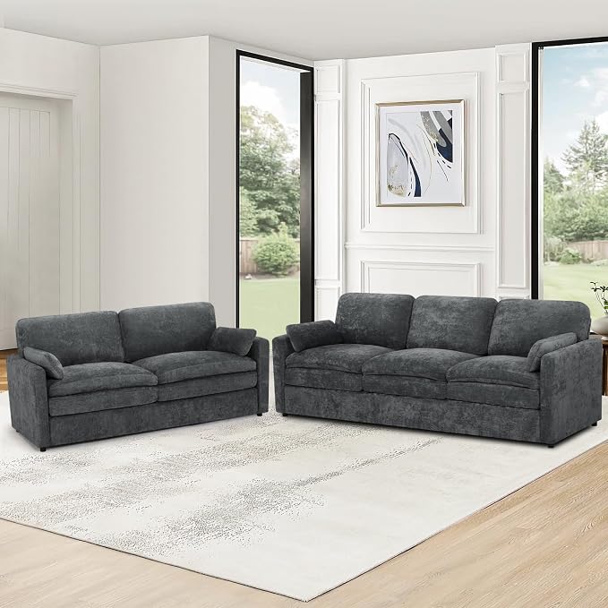 Chenille Upholstered Sofa Set - Image 7