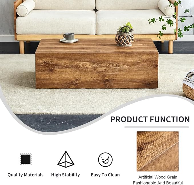 Coffee Table Living Room Table, Faux Marble Coffee Tables, Modern Wood Coffee - Image 4