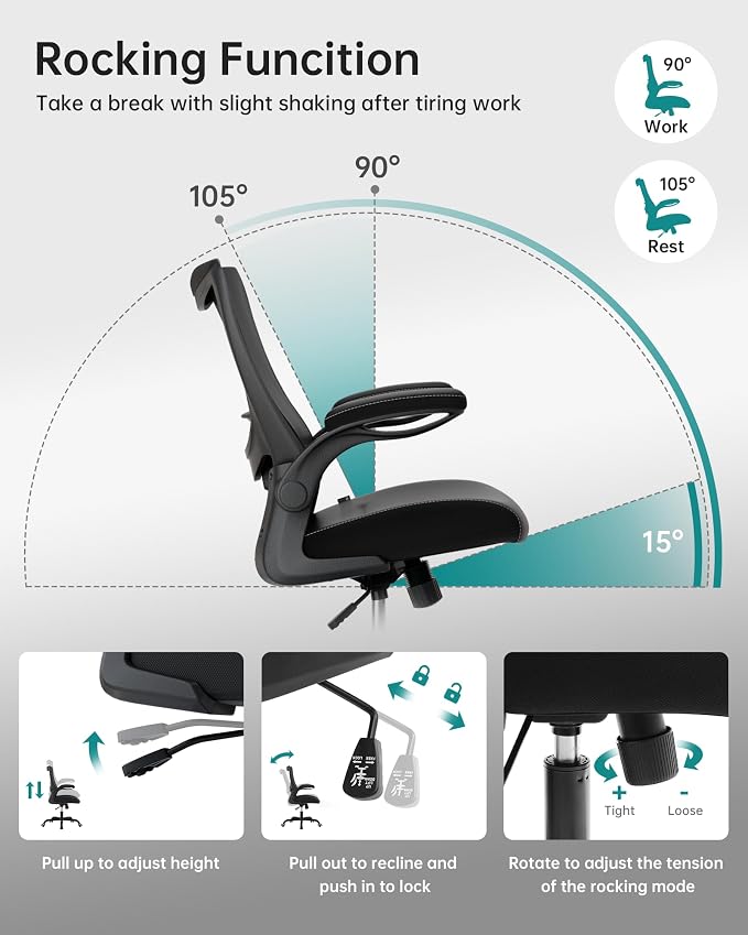 MUXX.STIL Office Chair, PU Leather Ergonomic Desk Chair - Image 5