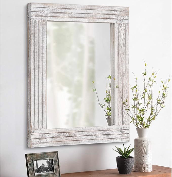 Mirrors for Wall Rustic Wooden Frame Rectangle Mirror Vintage Hanging Mirror by HLFMVWE