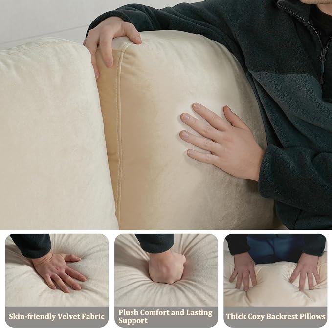 EASE MOOSE 88.5" Large Seat Velvet Loveseat Sofa, Soft Deep Seat Couches - Image 7