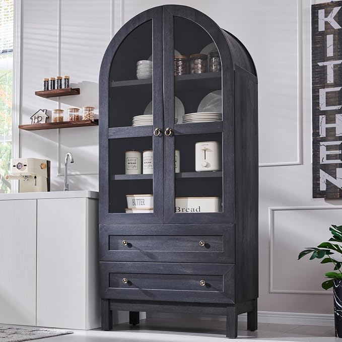 IFGET 71" Tall Arched Kitchen Pantry Cabinet, Wood Kitchens Storage Cabinets by IFGETEnrichYourLivingSpace