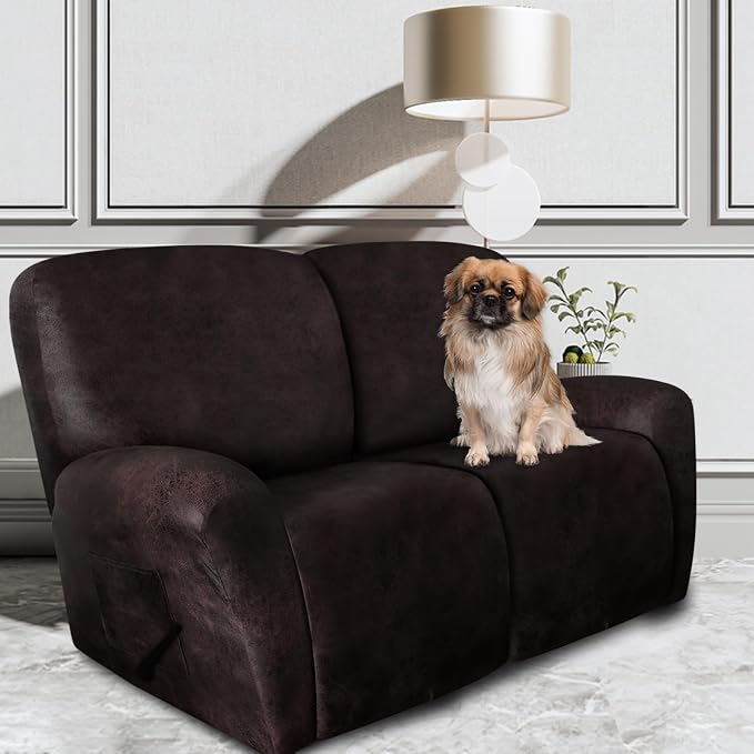 ANARACHON Leather Look Loveseat Recliner Covers Stay in Place 6-Piece Recliner - Image 2