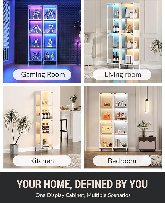 Glass Display Cabinet, 4-Tier Curio Cabinet, Adjustable Shelves, 000 Color - Image 3