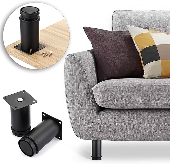 OwnMy 4PCS 4 Inch Furniture Legs Feets Metal Cabinet Legs, Adjustable Round - Image 6
