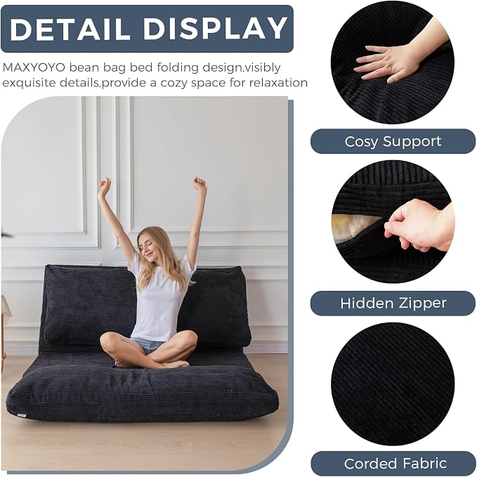 MAXYOYO Folding Sofa Bed, Extra Thick and Long Floor Sofa Convertible Sleeper - Image 7